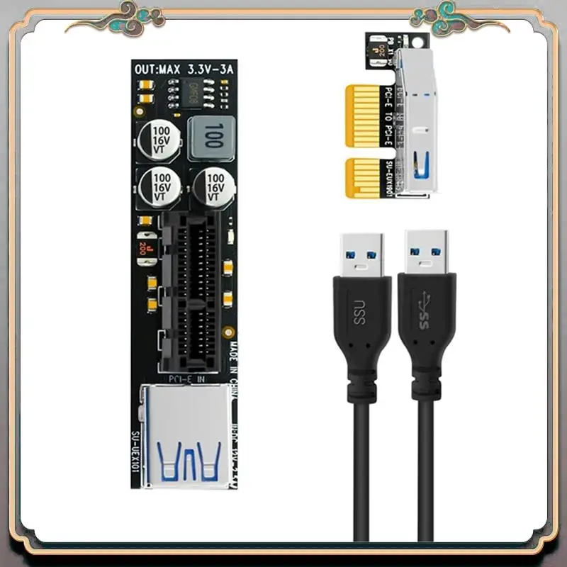 Durable PCIE Riser Cable Full Speed USB 3.0 PCI Express X1 To X1 Extension Cable Adapter Card Converter With Power Module For PC
