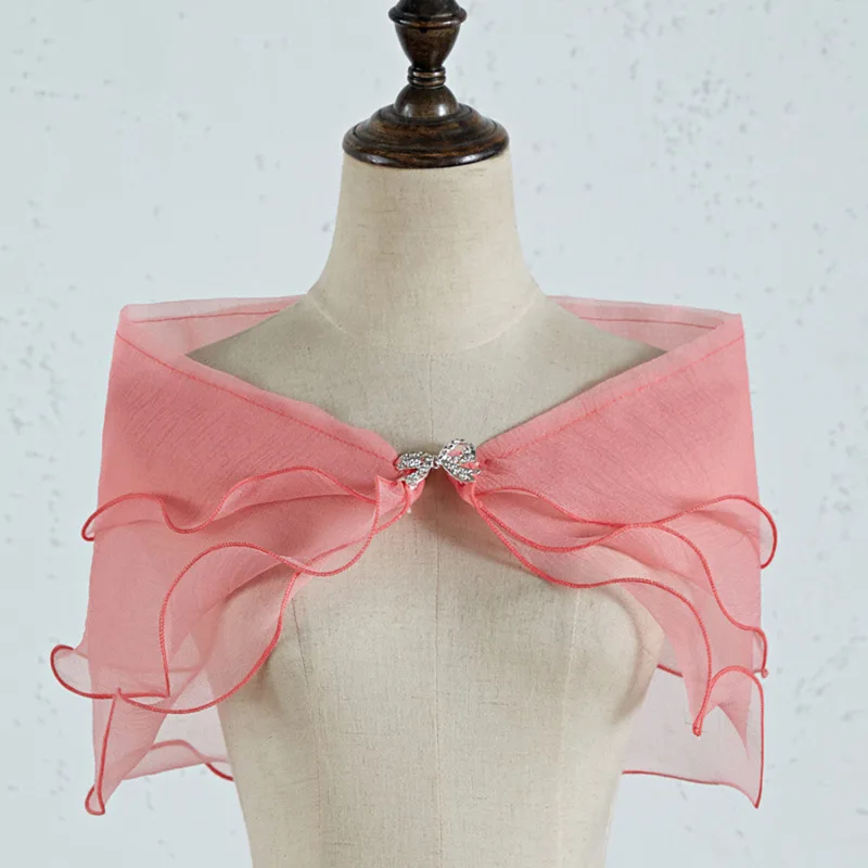 1PC Tule Kanten Sjaal Kant Korte Mouw Bolero Bruids Bruiloft Cape Elegante Avondjurk Sjaal Party Sjaal Banket Jurk Mantel