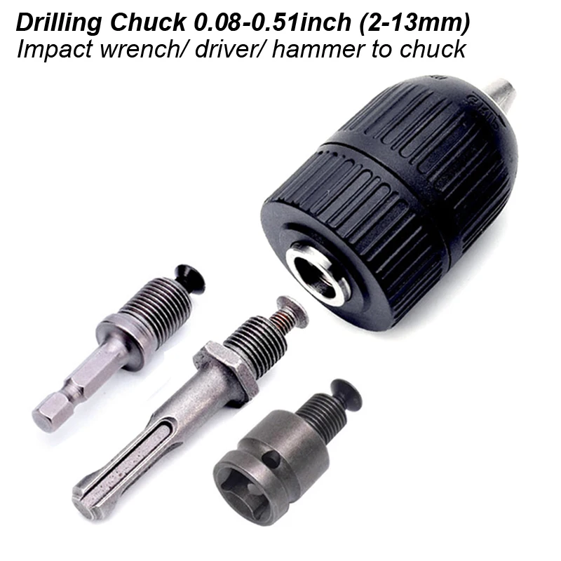 Bezkluczykowy uchwyt wiertarski 2-13mm konwerter 1/2"-20UNF gwint szybka wymiana Adapter SDS 1/4" sześciokątny klucz udarowy wiertło