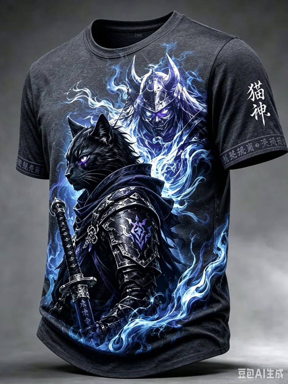 Cat God Warrior Pattern Gothic Punk Style 3D Print Sports Quick-dry Breatha Men T-Shirt Outdoor Street Casual Parent-Child Cloth