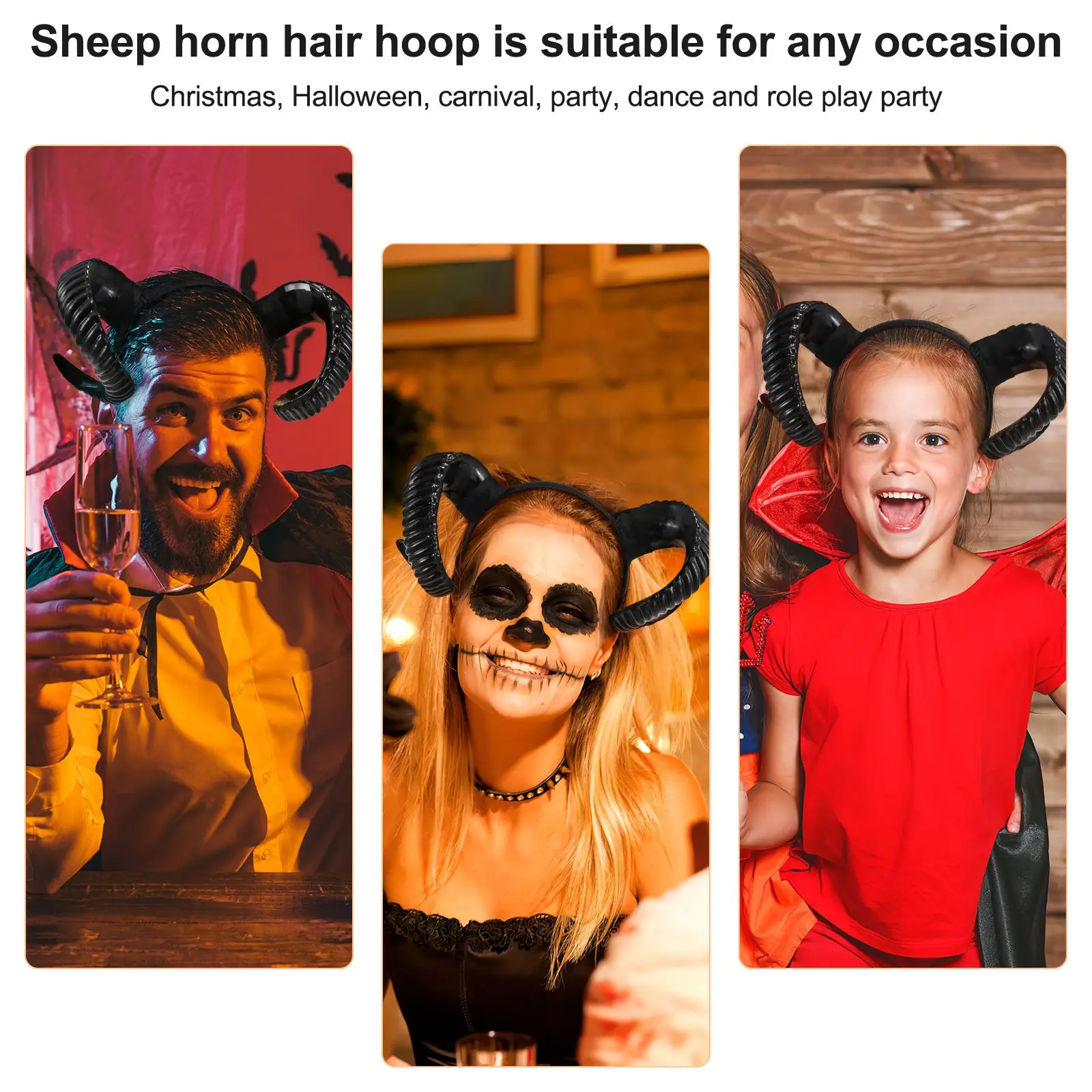 Fantasia festa de halloween cosplay headpiece laços de cabelo para mulheres demônio cabra chifres cosplay bandana headbands