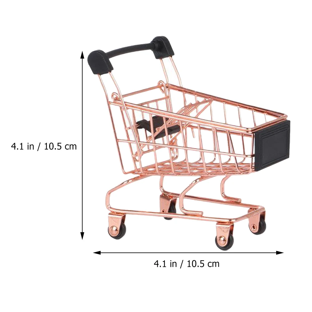 Shopping Cart Makeup Sponge Rack Metal Miniature Grocery Cart Tiny Supermarket Handcart Shopping Utility Cart Kids Storage