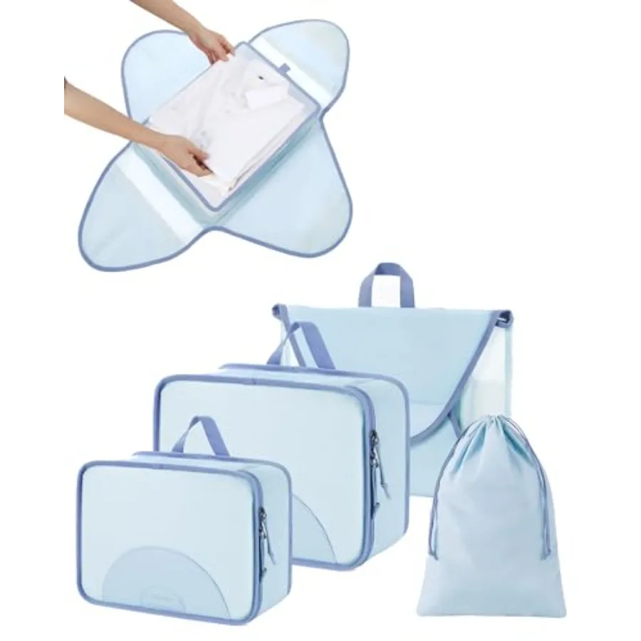 

Garment Folder Packing Cubes for Travel 4 Set Lightweight Travel Cubes for Wrinkle Free Durable Suitcase Organizers Bag Set for