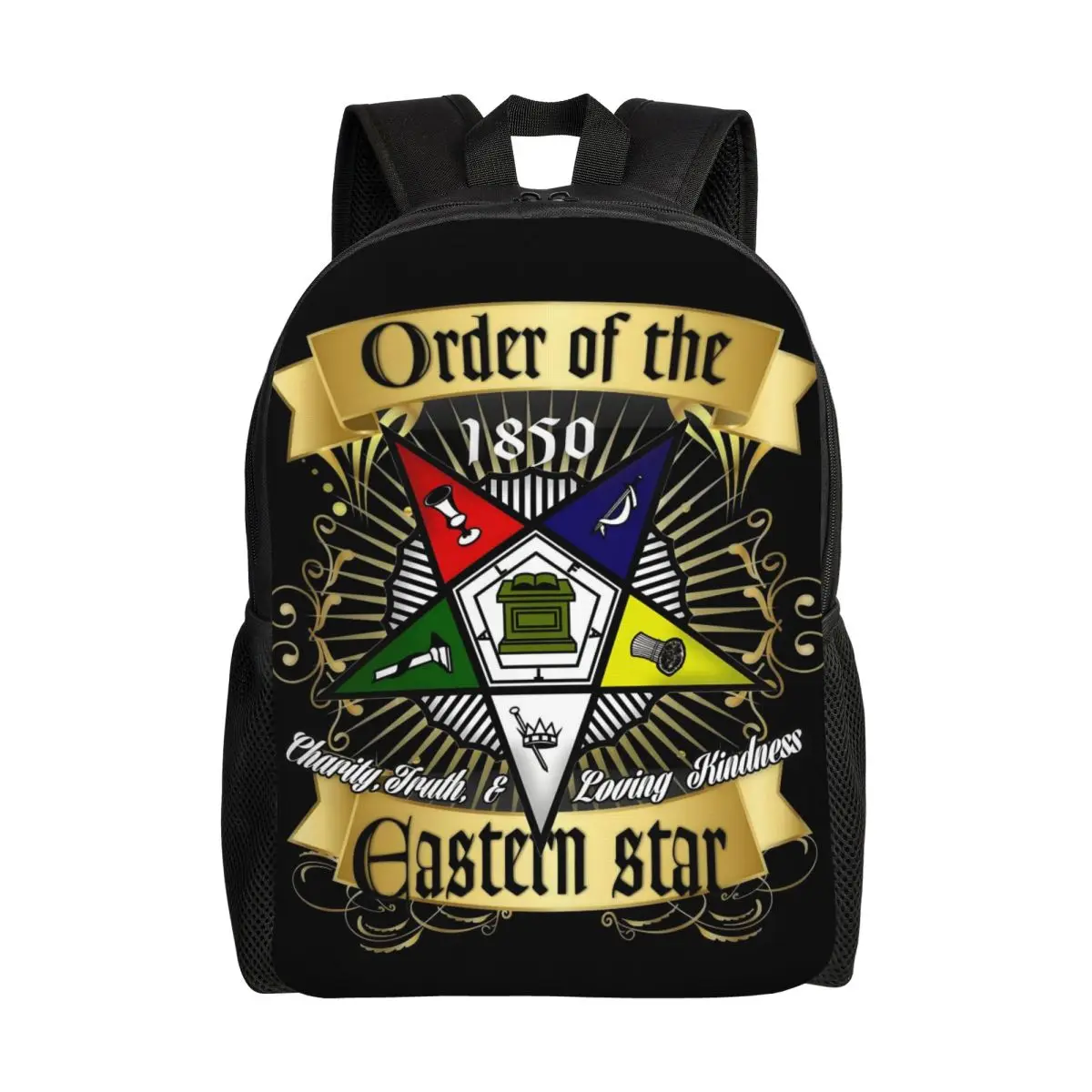 

Custom OES Order Of The Eastern Star Logo Backpack Women Men Basic Bookbag for School College Sistar Freemason Bags