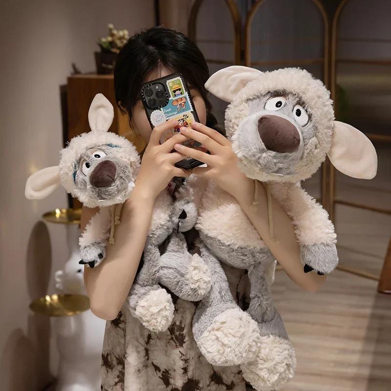 Juguete de peluche de lobo camuflado, muñeco de oveja sonñolienta, Muppets familiares de bosque, almohada suave para dormir, ropa de lobo en oveja, regalo de cumpleaños