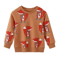 Jumping Meters 2-7T Foxes Animals Print Boys Girls Sweatshirts Autumn Spring Kids Clothes Hot Selling Shirts Tops Baby