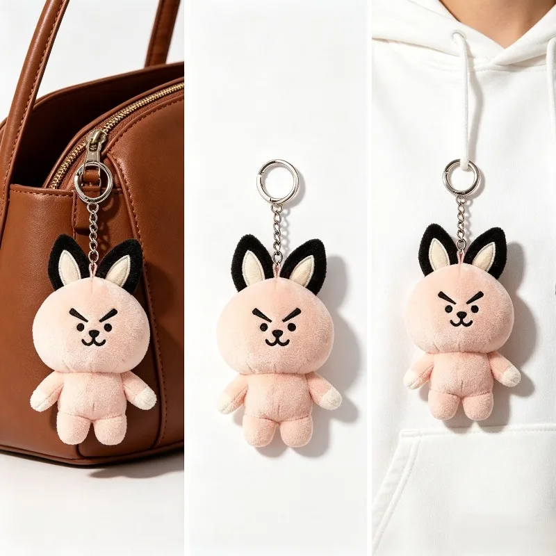 New Kawayi Korean BT21 Plush Pendant Cute Cartoon Anime Creative Versatile Fashion Bag Pendant Keychain Supporting Gift