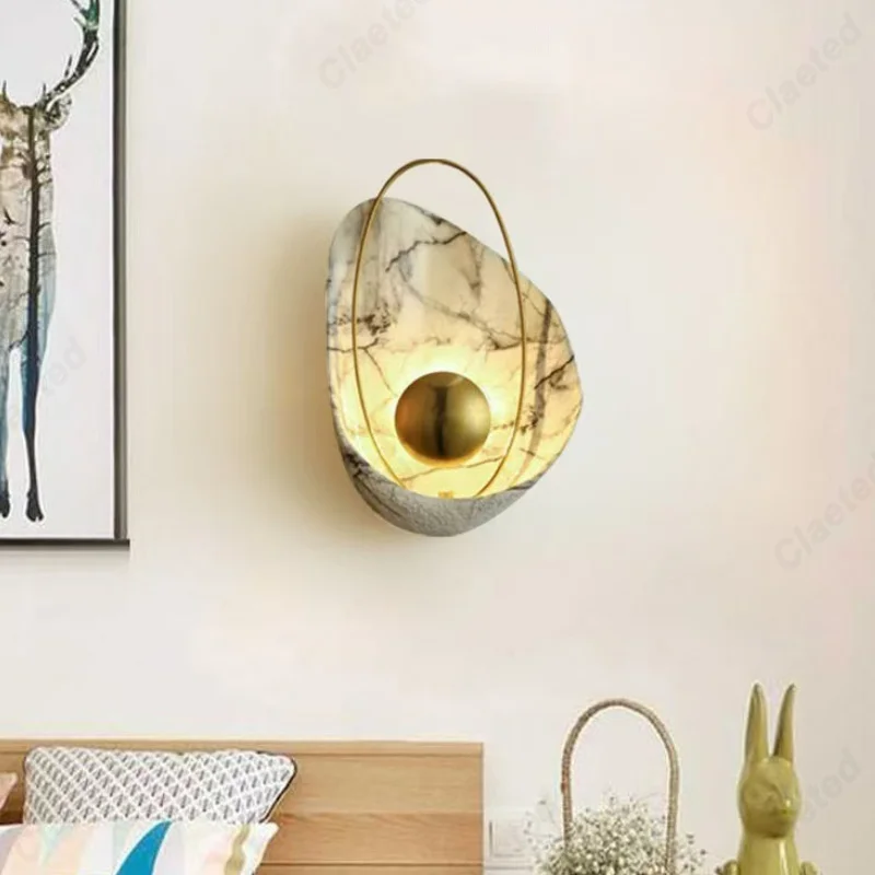 Modern Oval Wall Lamp Creative LED Shell Indoor Wall Light Decorative Lighting for Living Room Bedroom, Corridor and Staircase