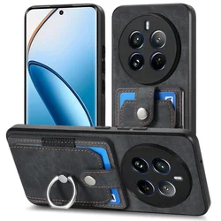 For Realme 11 15 16 Pro 5G Back Cover For OPPO Realme GT7 Pro Leather Card Ring Stand Funda Realmi 11 Pro Plus 15T GT8 Etui