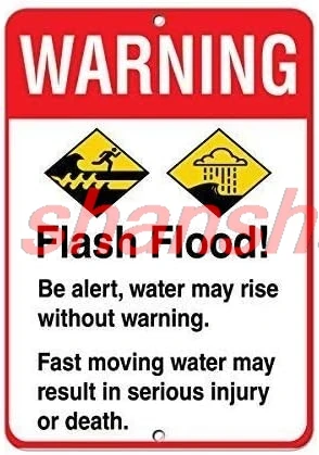 Lilyanaen New Metal Sign Aluminum Sign Warning Flash Flood! Be Alert Avoid Serious Injury Or Death Sign for Outdoor & I KYH