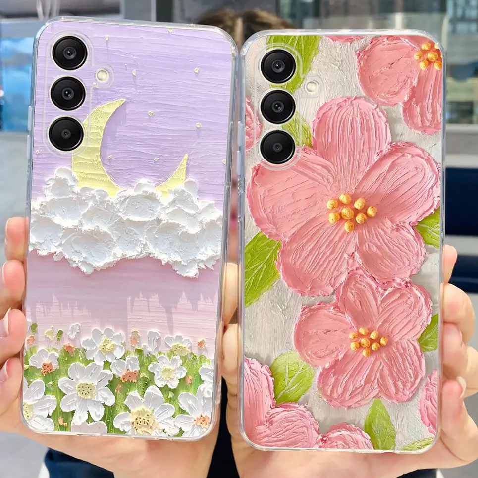 For Samsung Galaxy A25 5G 2023 Case Samsung A15 5G A35 A555G Transparent Soft TPU Etui With Fashion Pattern Galaxy A15 4G Cover