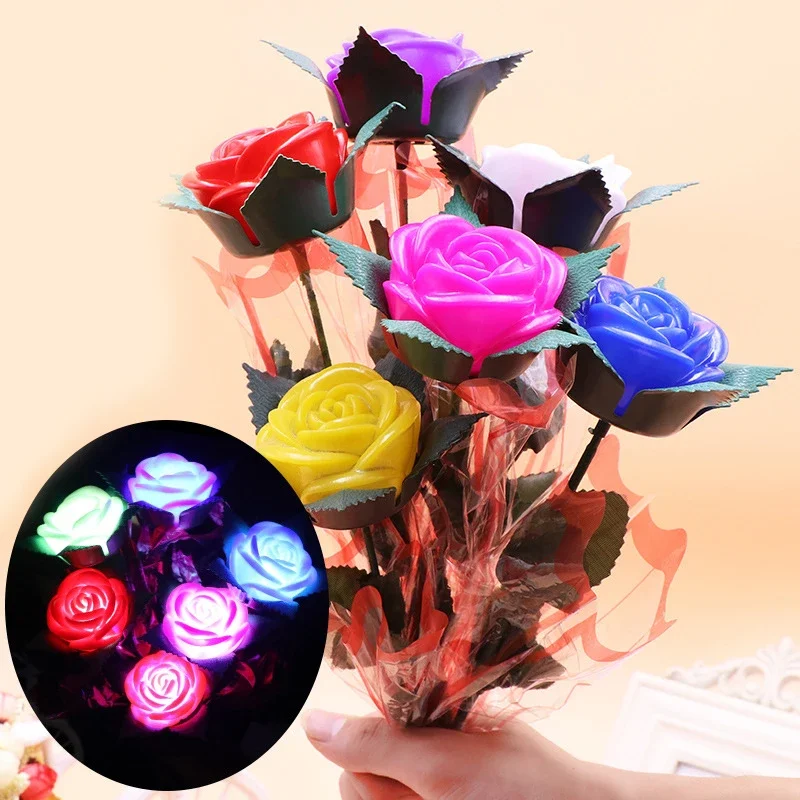 

1 Pcs Simulated Roses LED Rose Bouquet Light Up Roses Valentine's Day Gift Home Decoration Send Girls Valentine's Day Gift