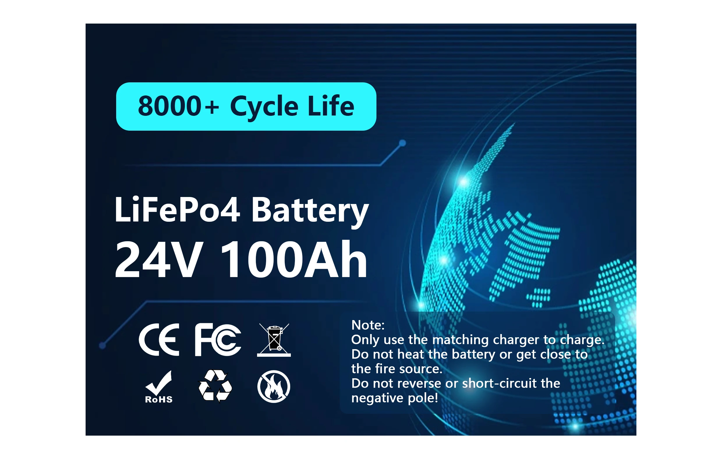 

24V 200Ah LiFePO4 Lithium Battery, Built-in 200A BMS, Rechargeable Battery, for RV/Camper, Solar, Marine, Overland/Van, Off-Gr