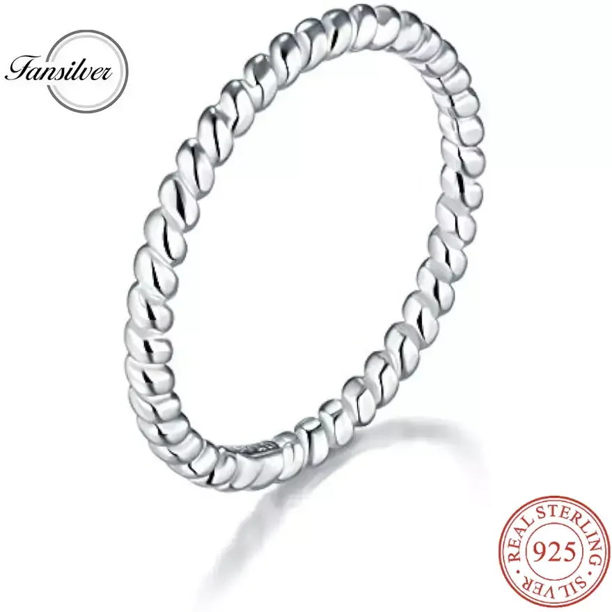 

Fansliver 925 Silver Rings Fashionable Twisted Eternity Bands for Stackable Accessorizing Eternity Band Chic Stackable Rings