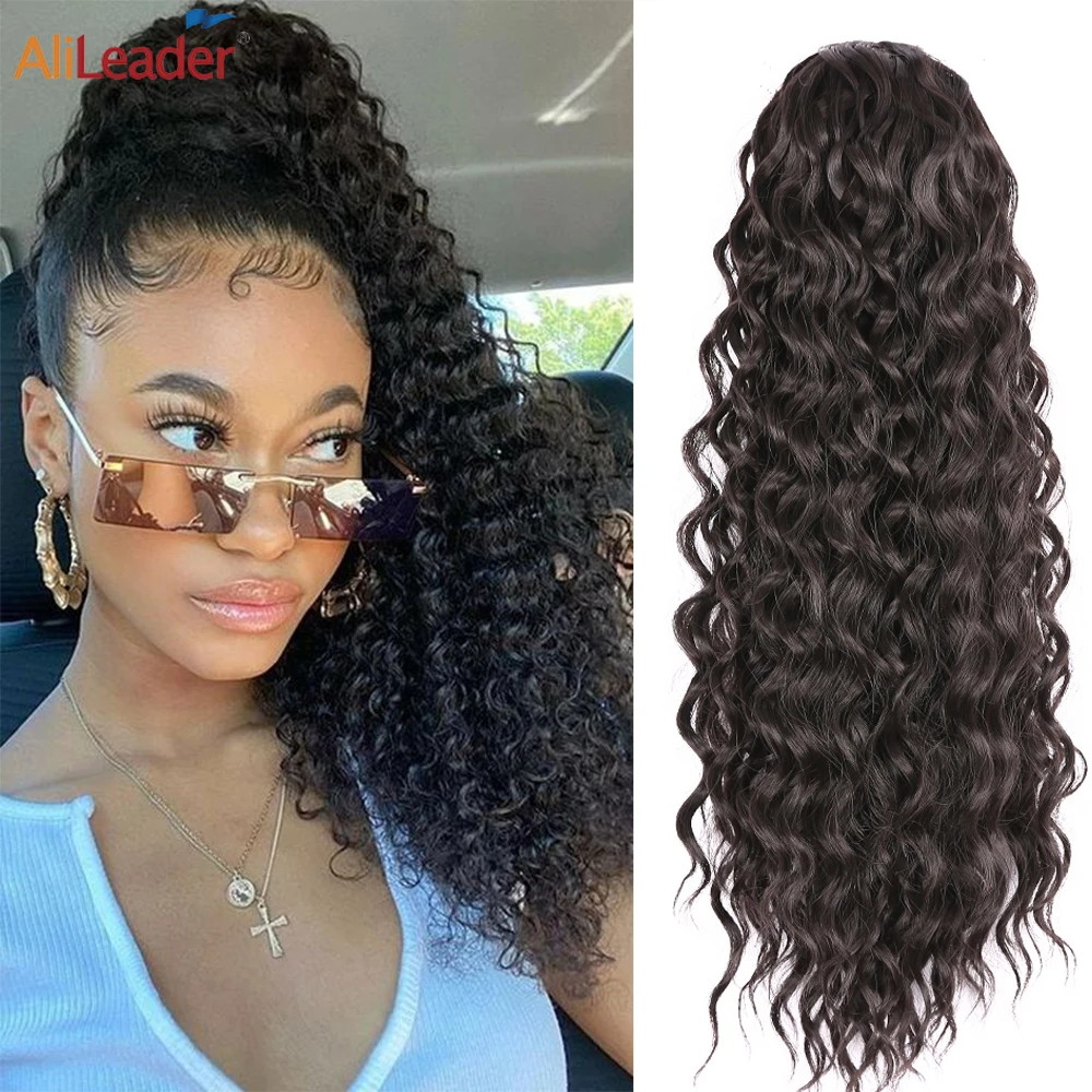 Queue de cheval afro longue à clipser pour femmes noires, extension de cheveux synthétiques, postiche à clipser, proximité Wstring, moelleux, mode