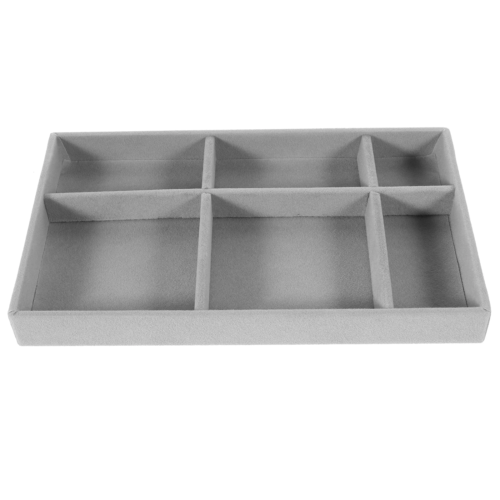 

6 Compartments Grey Jewelry Tray Stackable Organizer Drawer Inserts for Necklaces Bracelets Earrings Ring Storage Display