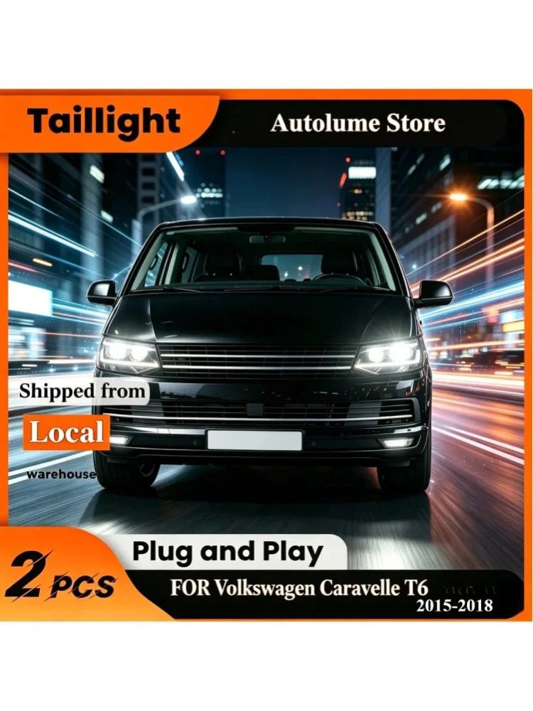 Verbesserte Voll-LED-Frontscheinwerferpaar für VW Caravelle T6 2015-2018, professionelles Van-Tuning-Frontlicht mit integriertem dynamischem Blinker, lichtbeständige klare Linse, stabiler