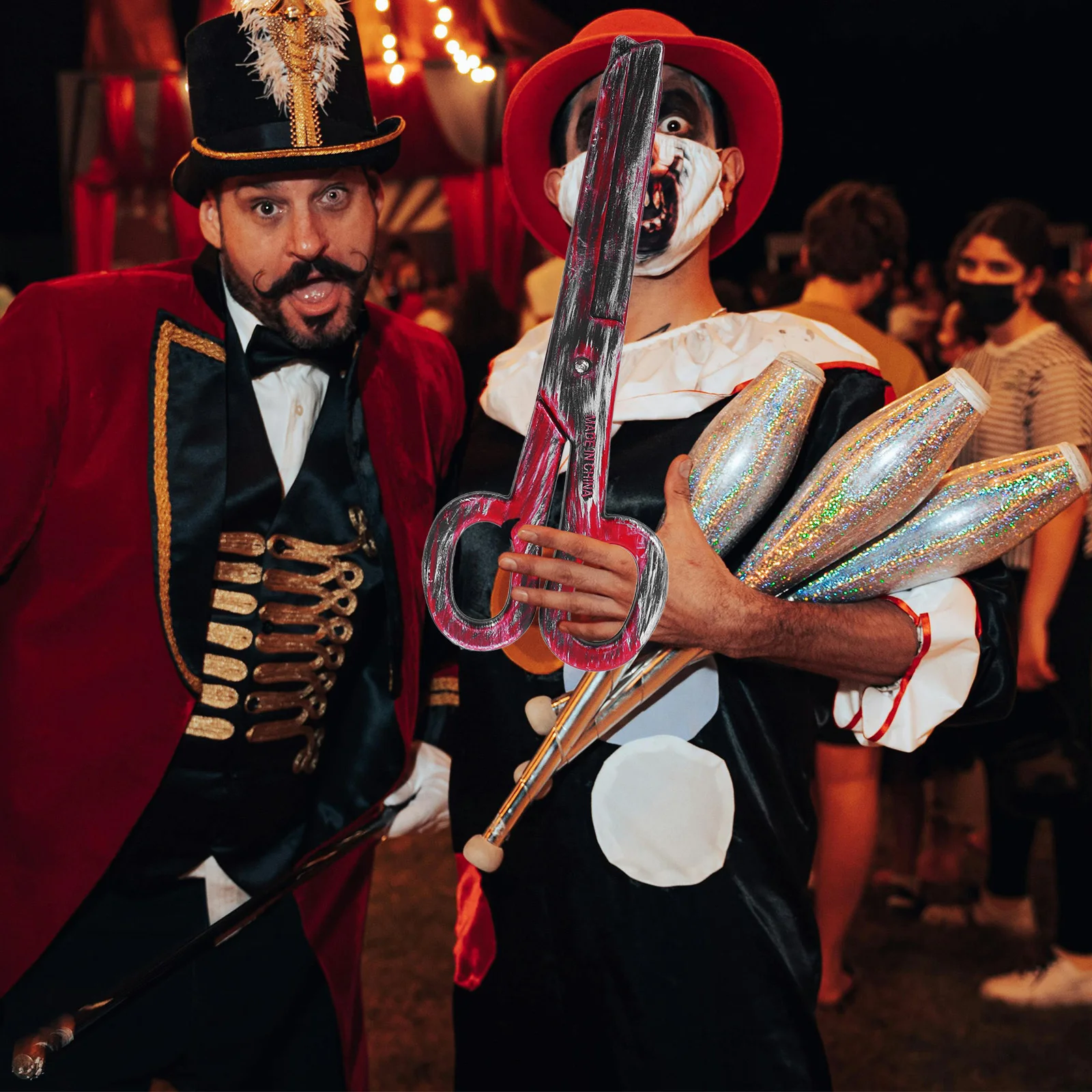 

2pcs Large Clown Scissors Giant Costume Prop For Halloween Circus Stage Performance Plastic Fake Scissor Kids Cosplay Decor