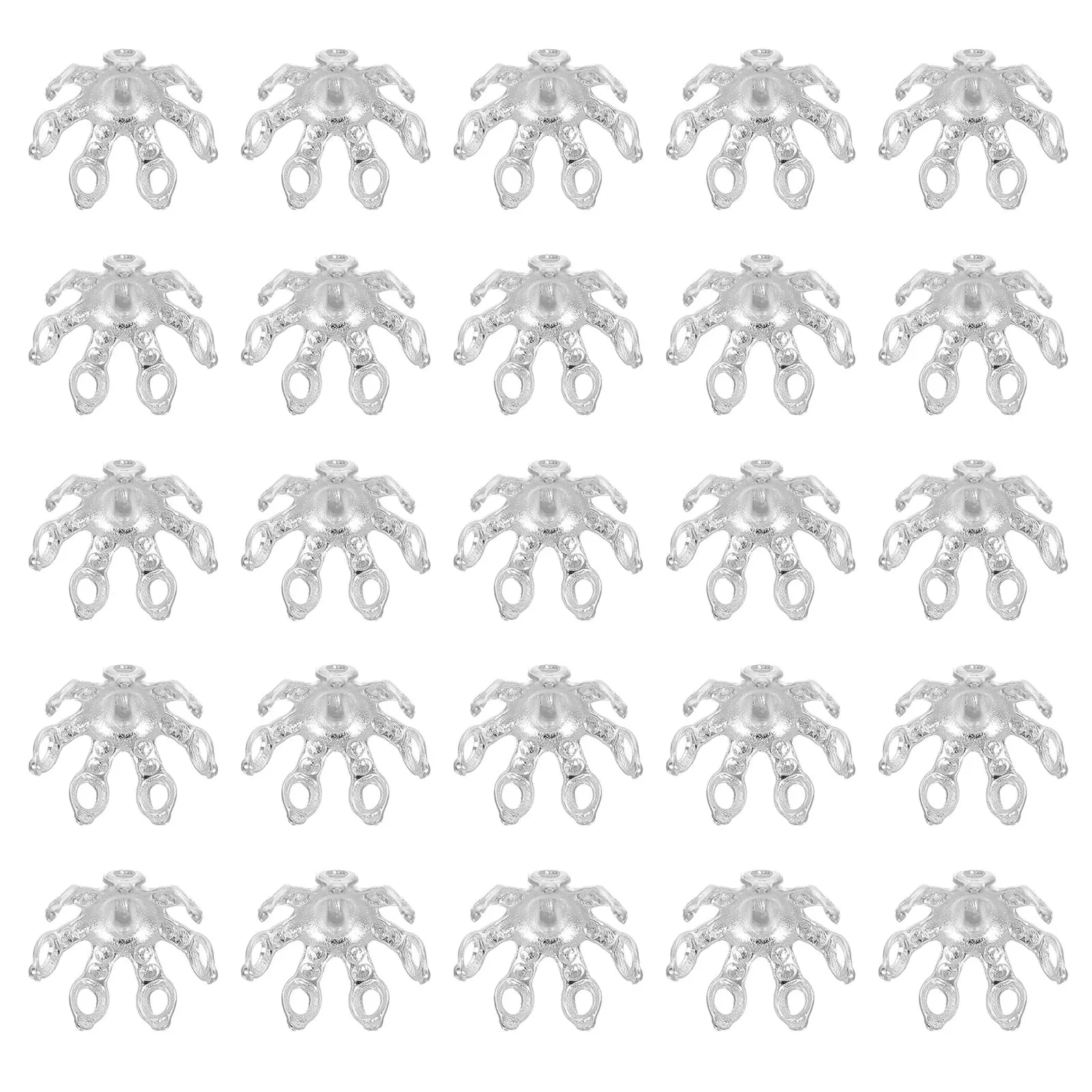 

100Pcs Pure Copper Flower Bead Caps 10Mm Floral Bell Design Seven-Claw Spacer Beads Caps for Jewelry Making Supplies DIY