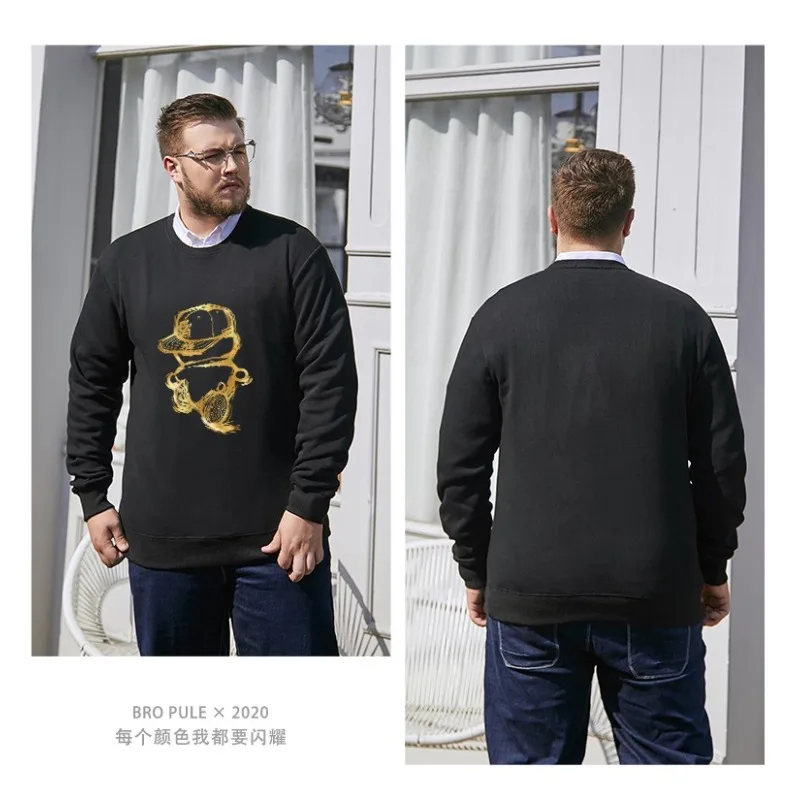 Printed Pullovers Men Plus Size 7XL 8XL 115-180kg Oversized Round Neck Long Sleeve Loose Tops Big Size Clothing Camiseta Hombre