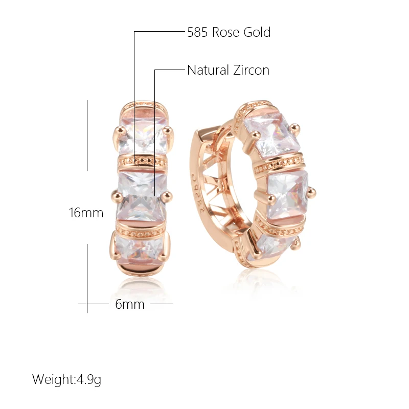 Kinel Trendy 585 Rose Gold Color Hoop Earrings For Women Vintage Bride Wedding Jewelry Luxury Cubic Zirconia Earrings New 2022 image 2