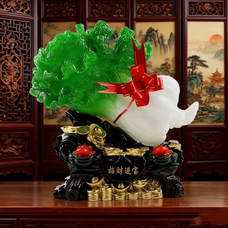 Lucky treasure jade cabbage, living room home resin ornament, entrance decoration company opening business gifts
