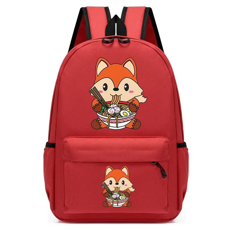 School Bags for Girls Fox Eating Ramen Cartoon Anime School Backpack Bags Girl Back Pack Children Kid Child Bagpack Travel Bags