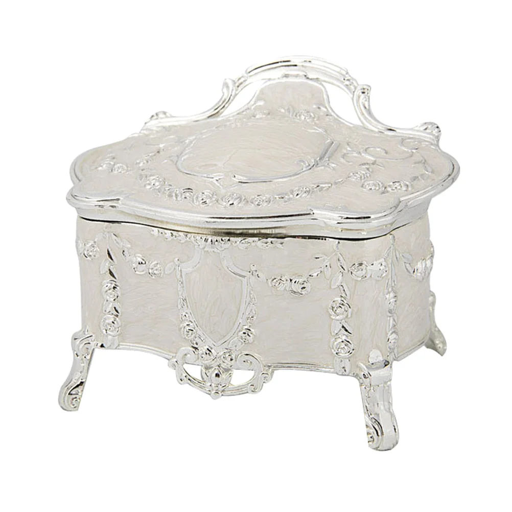 Wedding Jewelry Box Enamel Hinged Ring Case Small Treasure Storage Box for Rings Necklace Earrings Necklace Case