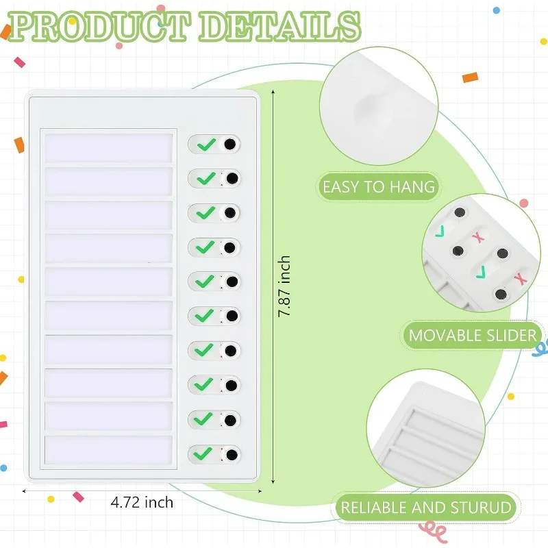 1 pcs Kids Chore Chart with 5 pcs Blank Card,Plastic Checklist Board with Detachable Cardstock to Do List for Routine Planning