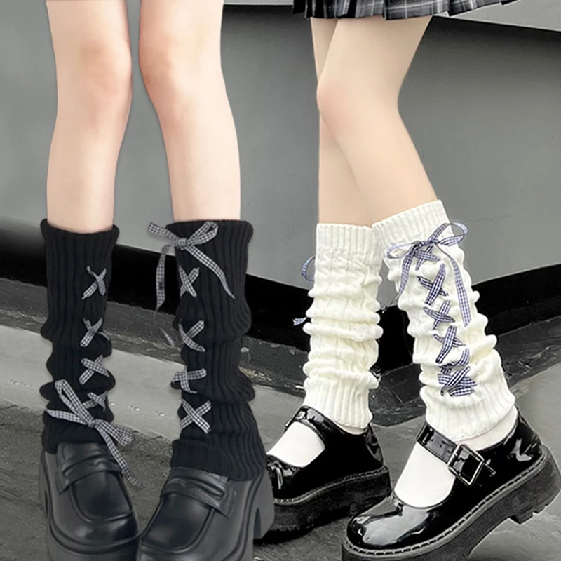 

Женские гетры Y2K в японском стиле Лолита, длинные носки, вязаные шерстяные накладки на ноги, грелки для рук, осенне-зимние вязаные крючком носки-гармошка, манжеты для обуви