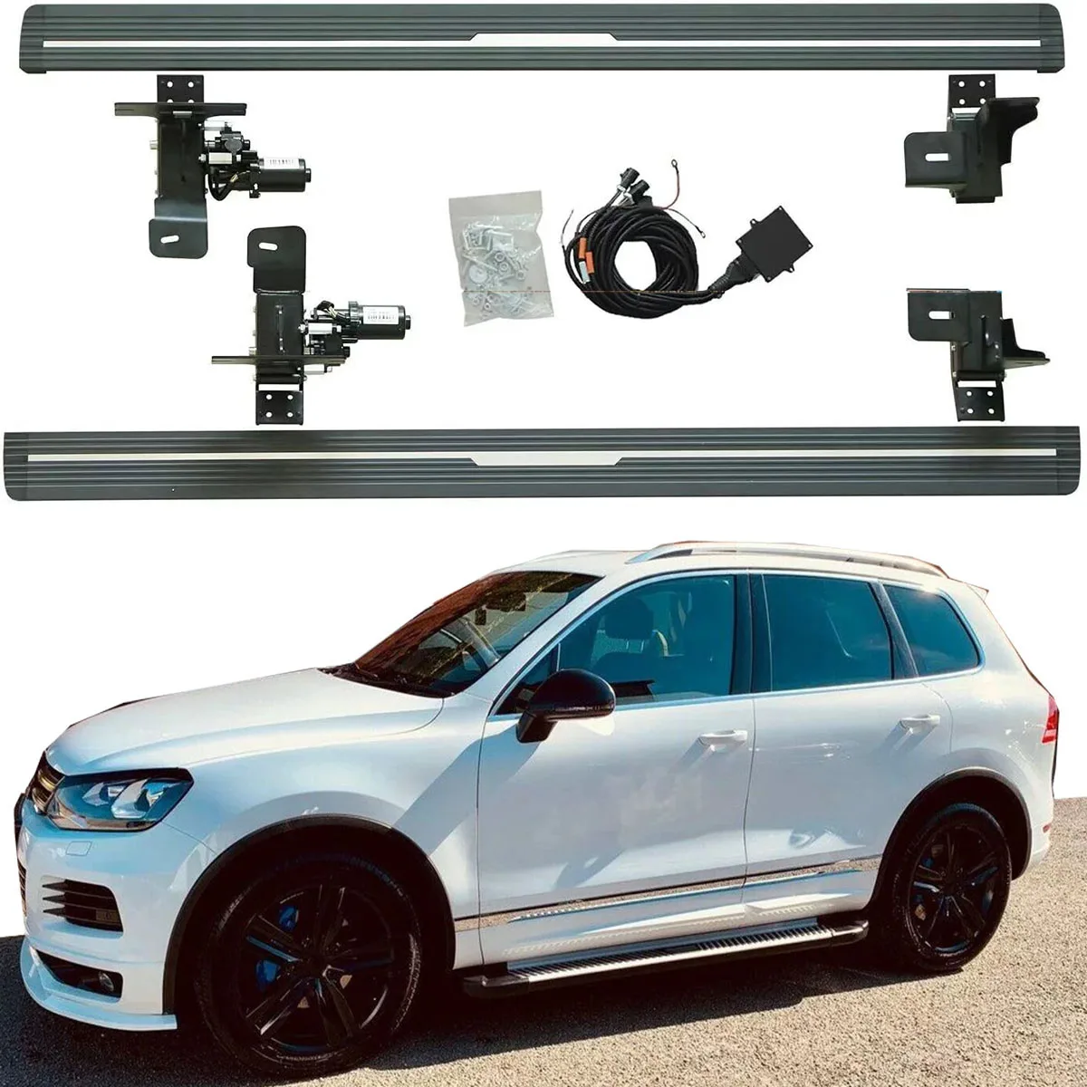 Black Power Deployable Electric Running Board Fits for Touareg R-line 2011-2018