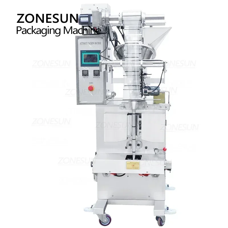 ZONESUN ZS-F100 4 Side Seal Powder Pillow Plastic Bag Filling Sealing Machine Food Beverage  Automatic Packing Machine