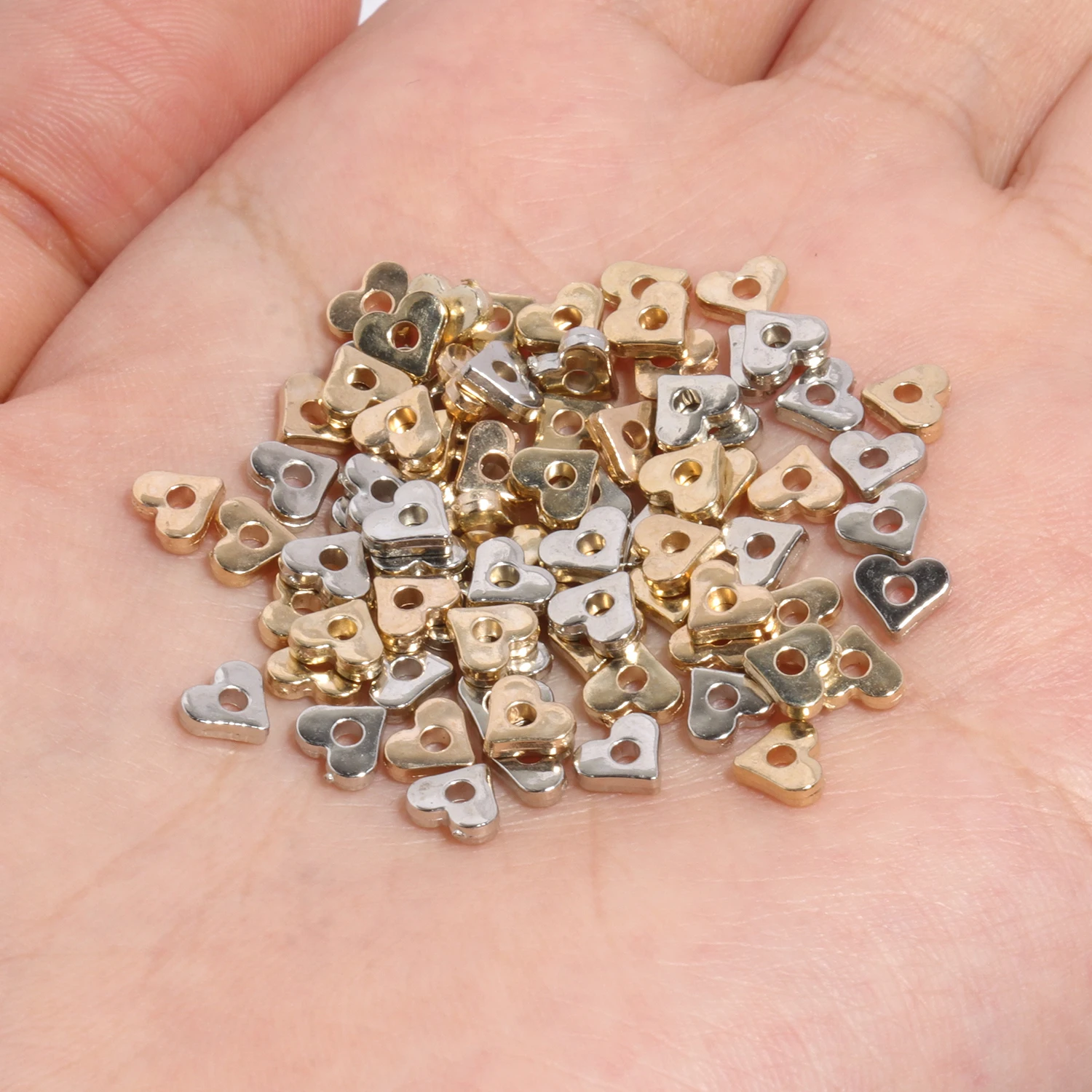 200pcs Large Hole Heart CCB Spacer Beads Gold Color Loose Beads For Jewelry Making Supplies DIY Charms Bracelets Accessories