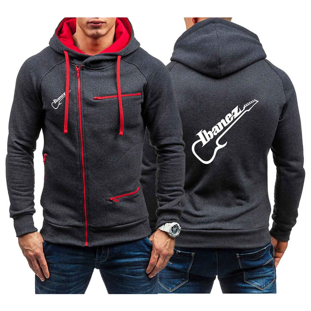 

Ibanez Guitar Logo 2024 Men's New Autumn Four Color Zip Up Hoodie Coat Cardigan Thick Casual Long Sleeve Sweatshirts Tops