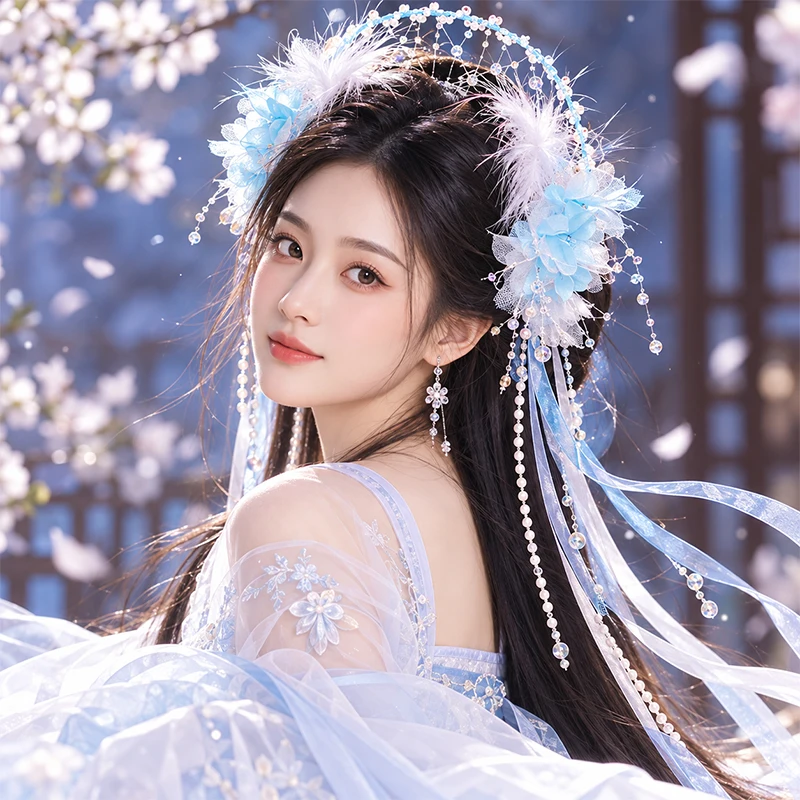 Chinese Ancient Style Tassel Hairband Ribbon Hanfu National Style Fairy Crown Travel Photography Cosplay Decor Hair Accessories