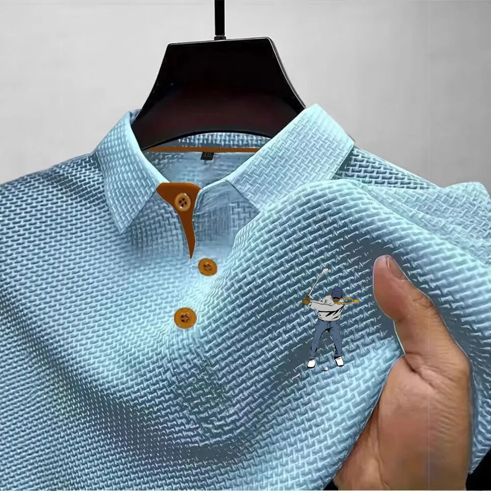 

Men Golf Polo Shirt Summer Ice Silk Slim Fit Short Sleeved Top Lapel T-shirt Breathable Business Intelligent Men Golf Clothing