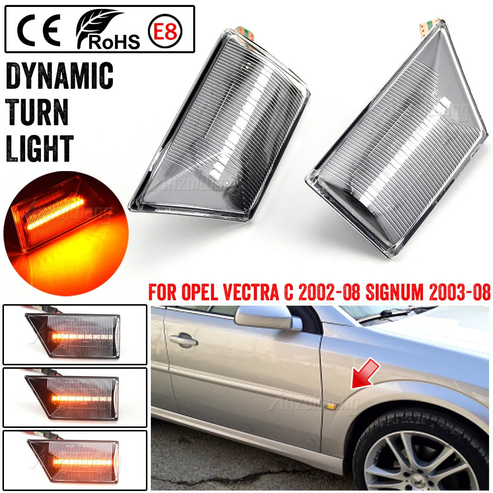 For Opel Vectra C 2002-2008 Signum 2003 2004 2005 2006 2007 2008 LED Dynamic Side Marker Turn Signal Light Sequential Blinker