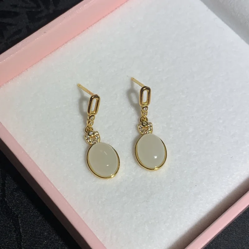 天然-s925-シルバー象嵌ヘティアン翡翠レディース-イヤリング-ママ-ガールフレンド