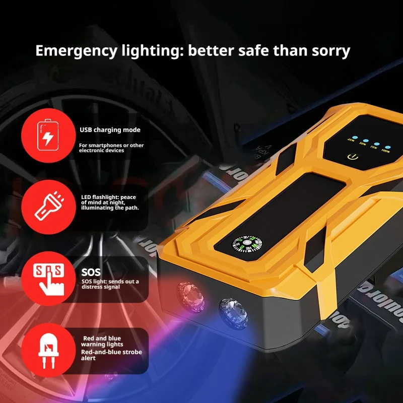 3000A Jump Starter Large Capacity Emergency Power Supply for Cars Trucks Motorcycles Strong Backup Battery Ignition Portable.