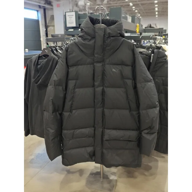 Parker Wind Winter Men's Solid Color Thickened Medium and Long Edition Warm Windproof Casual Down684117-01