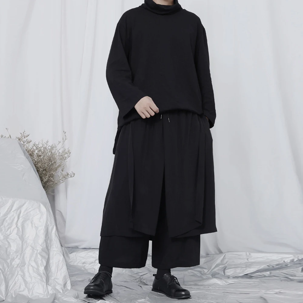 

XS-5XL Spring New Men's Faux Two-Piece Skirt Pants American Retro Fashion Trendy High Street Casual Loose Niche Men's Bottoms