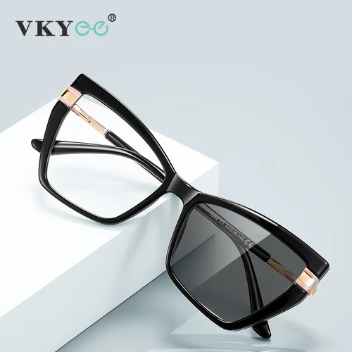 Imagen 2 del producto VKYEE Fashion Frame Simple Butterfly Design Women's Photochromic Anti-Blue Light Reading Eyeglasses Customizable Prescription