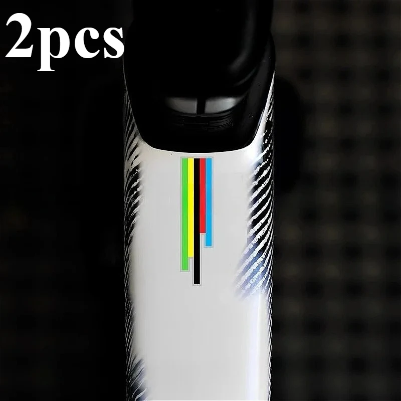 2-Piece Champion Rainbow Bike Stickers Waterproof and Durable for DIY Frame Front Fork Top Tube and Handlebar Vinyl Decals