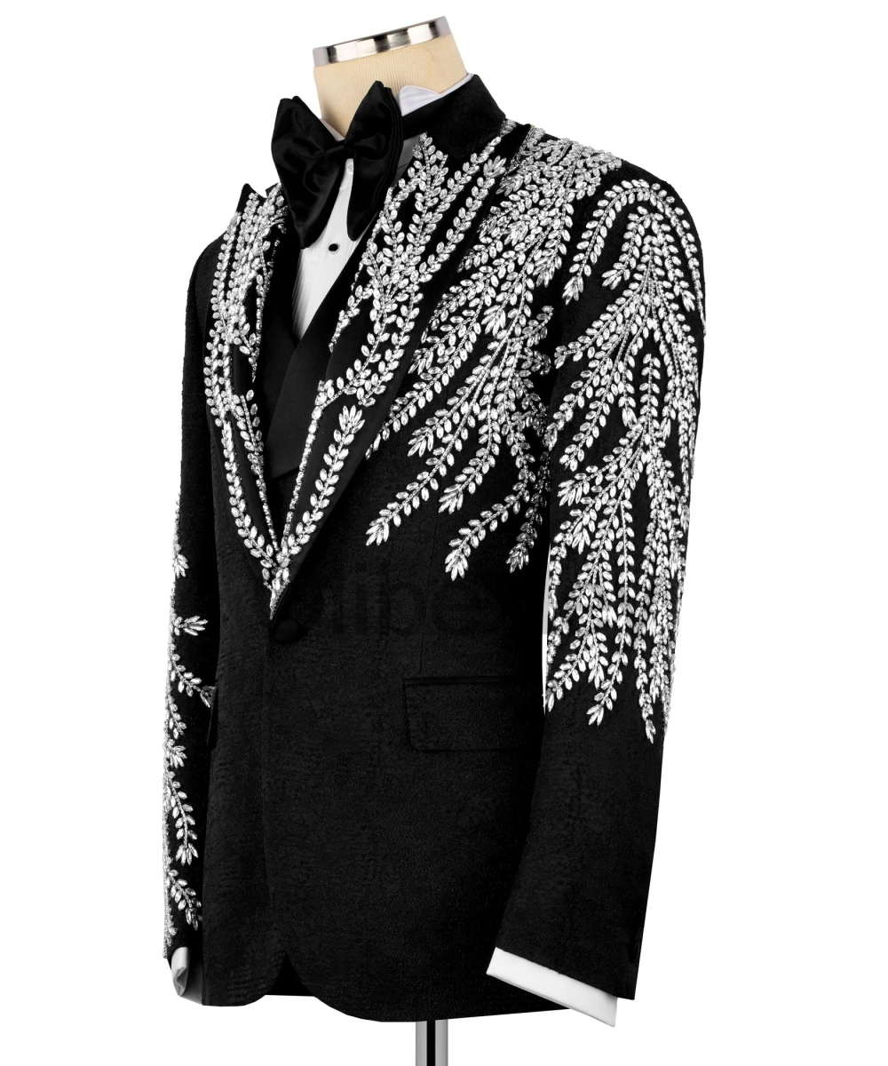 Olibexley Slim Fit 2 Piece Men's Suit Jewelry Decoration Single Breasted Wedding Groom Business Dinner Prom Suit Customized S313