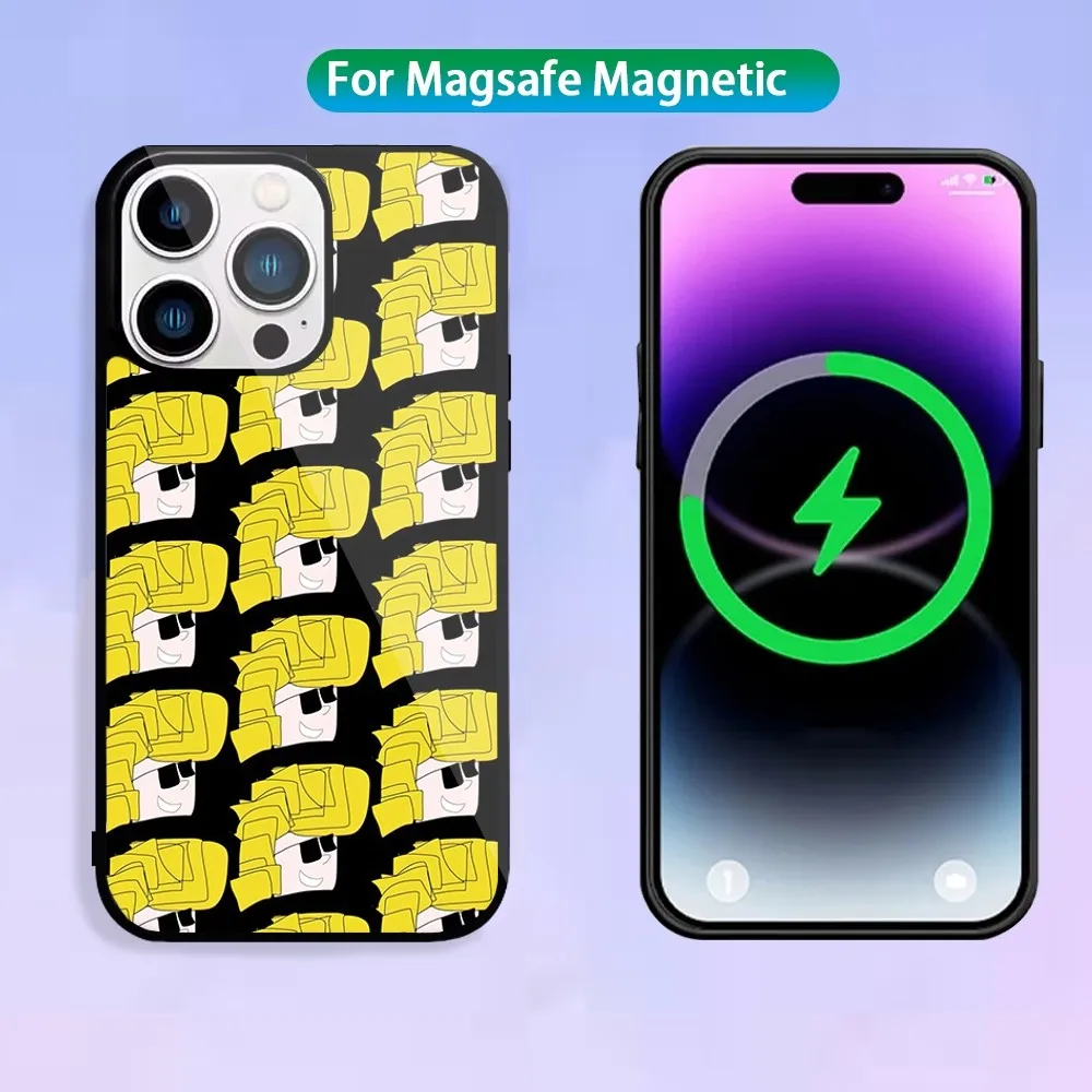 Cartoon J-Johnny Bravo Phone Case For Magnetic Inductive Charging iPhone 15 14 13 11 12 Max Plus Pro Mini Shell