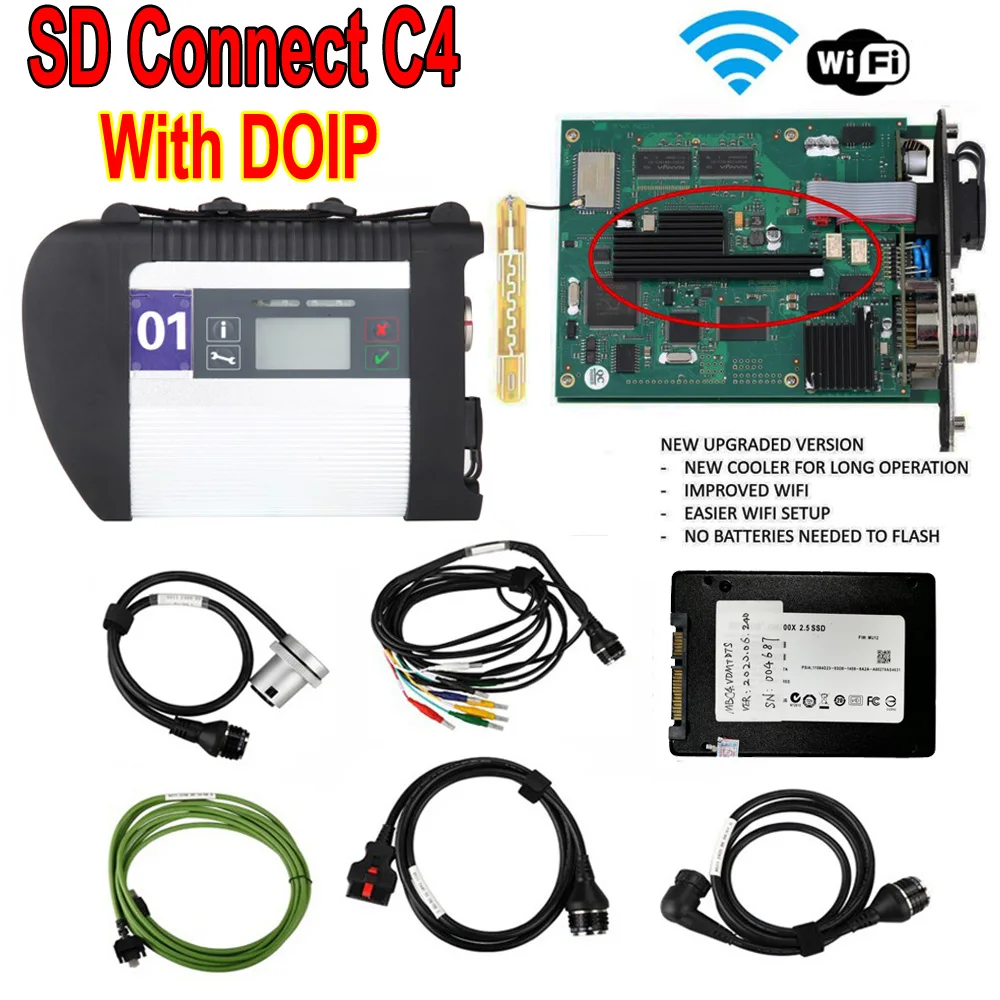 WIFI MB STAR C4 PLUS Star Diagnosis Tool Support DOIP For Cars Trucks MB SD C4 V2023.06 SSD With DTS HHtwin WiFi Directly