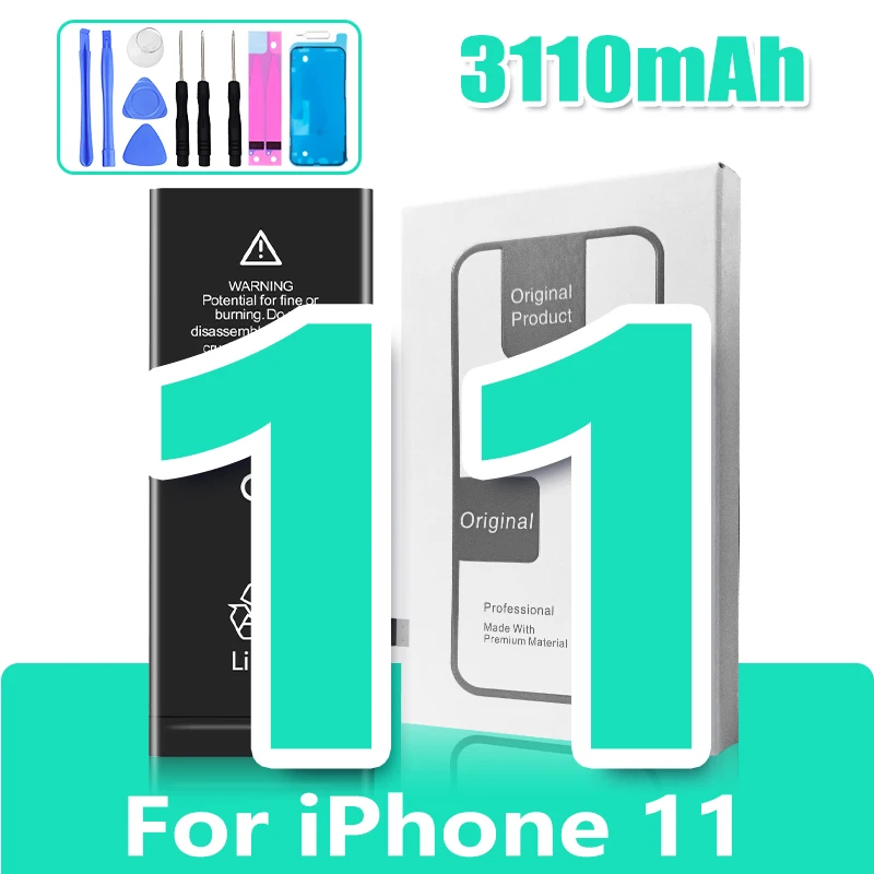 0 Cyclus Hoge Capaciteit Batterij Voor iPhone 11 11Pro 12Pro 12 13 14 13Pro 14Pro Max Mini Telefoon Bateria + gratis Tool Kit