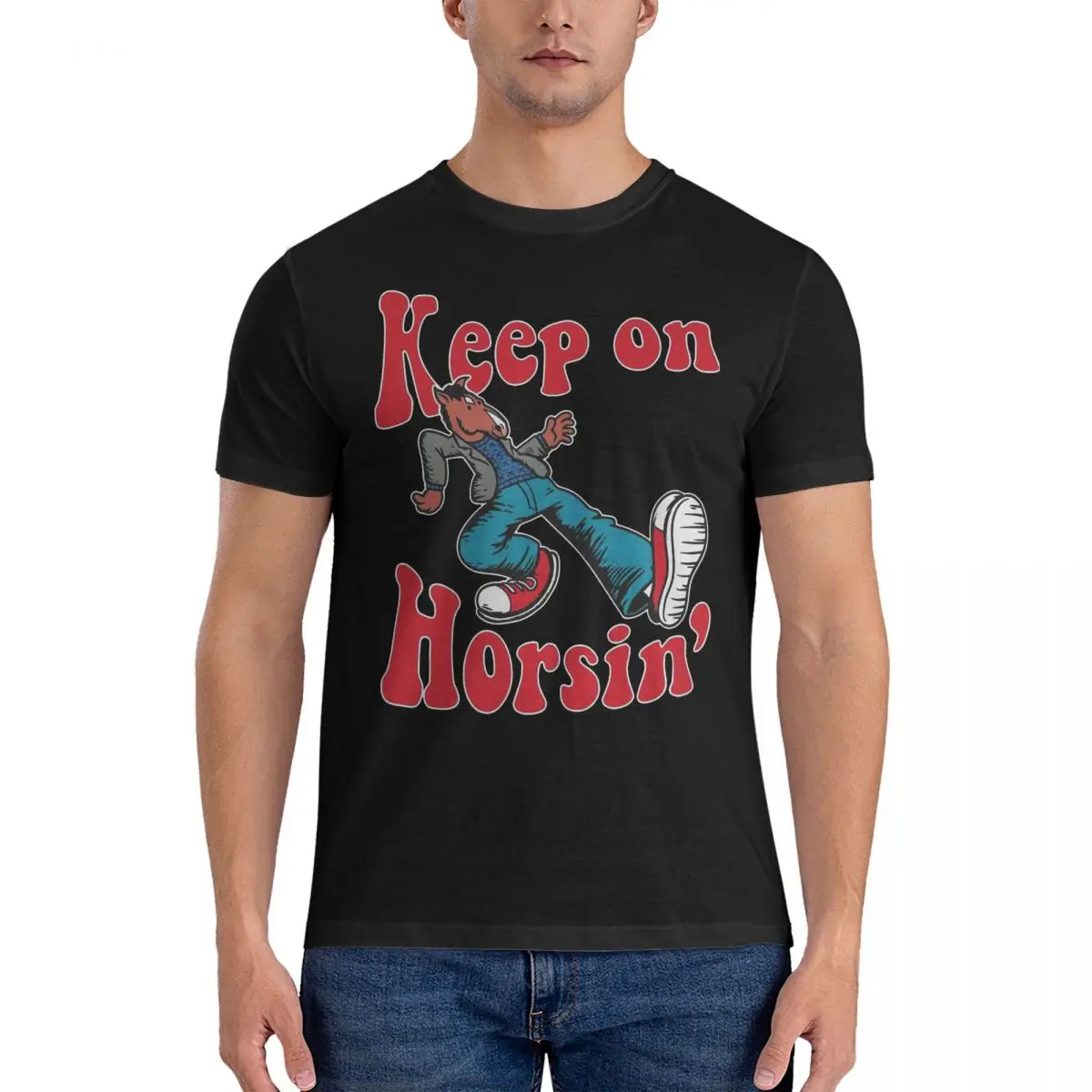 Men's T-Shirts Keep On Horsin Fashion Cotton Tee Shirt Short Sleeve B-BoJack Horsemans T Shirt O Neck Clothes Gift