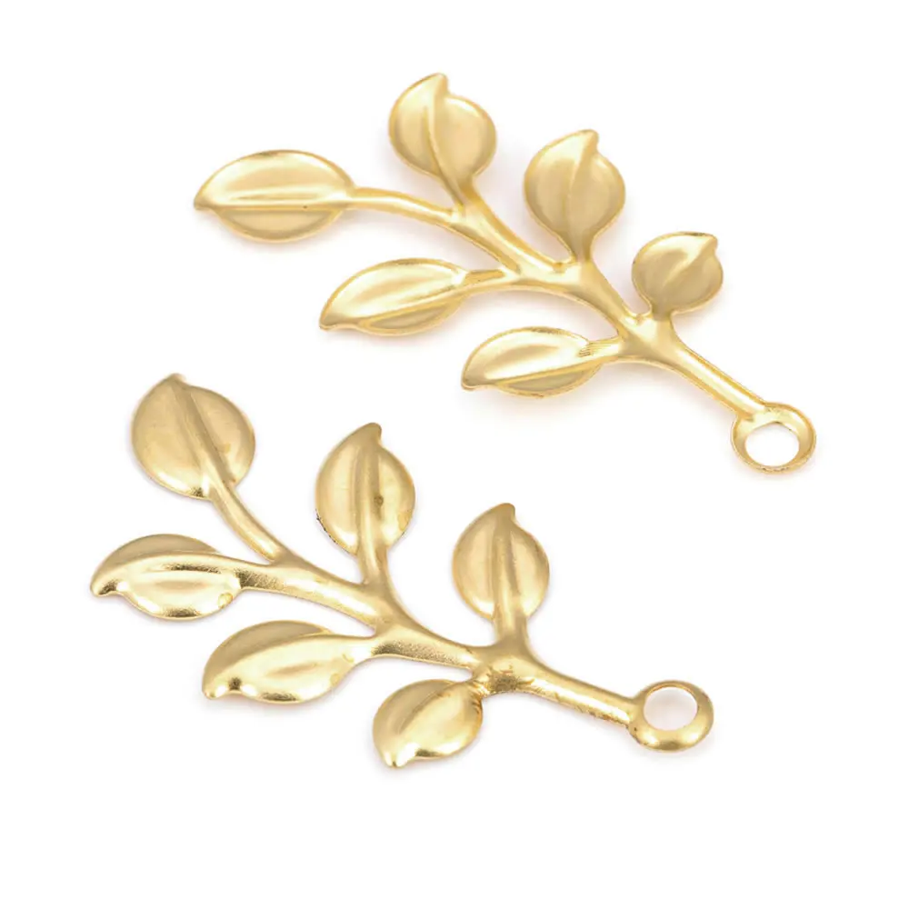 20PCS Not plated color Brass Tree Leaves Charms Pendants High Quality Diy Jewelry Making Supplies Earrings Accessories for Women