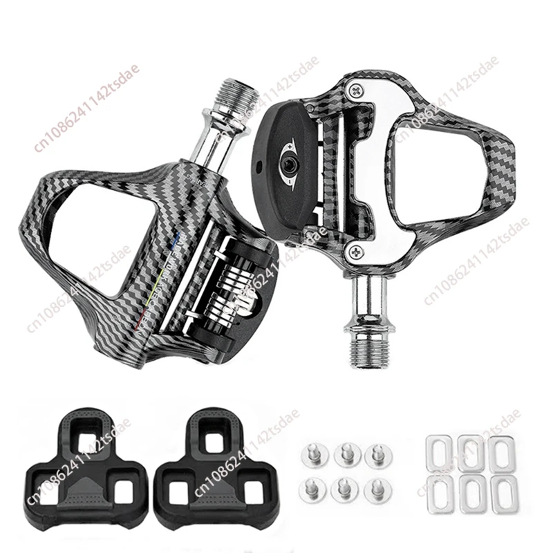 Ultralight Road Bike Clipless Pedals Carbon Fiber Plain Pattern With Sealed Bearings For LOOK Systems Locking Pedals